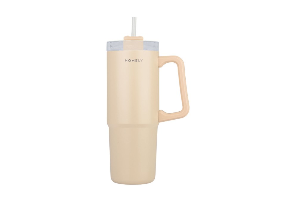 HOMELY ΘΕΡΜΟΣ STRAW TUMBLER 900ml SANDSTONE