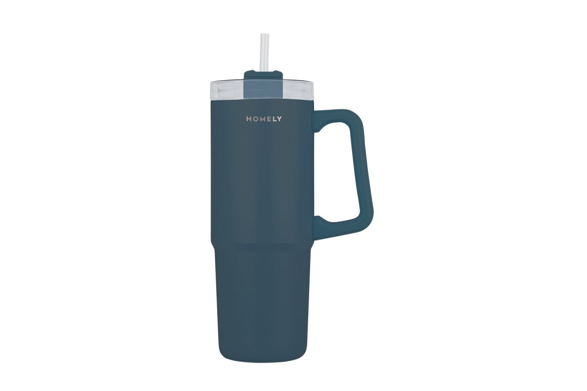 HOMELY ΘΕΡΜΟΣ STRAW TUMBLER 900ml INDIGO BLUE