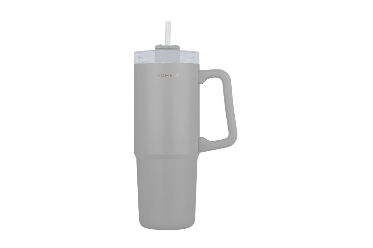 HOMELY ΘΕΡΜΟΣ STRAW TUMBLER 900ml PEBBLE GRAY