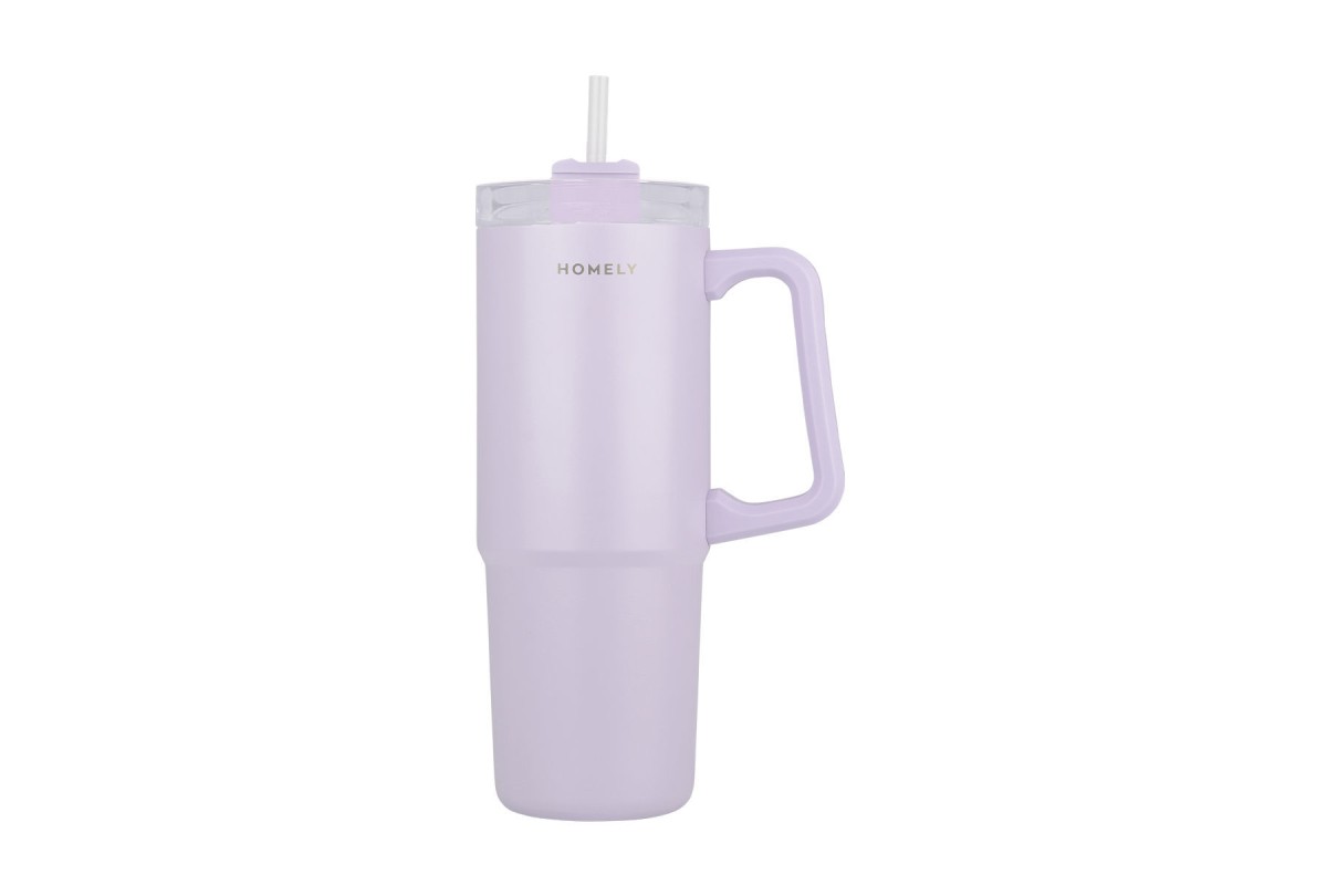 HOMELY ΘΕΡΜΟΣ STRAW TUMBLER 900ml LAVENDER FOG