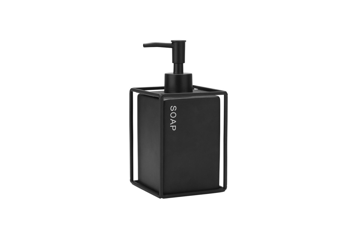 ESTIA ΑΝΤΛΙΑ ΣΑΠΟΥΝΙΟΥ CAGE 450ml ΚΕΡΑΜΙΚΗ ΜΑΥΡΗ ΜΕ ΜΕΤΑΛΛΙΚΟ ΠΛΑΙΣΙΟ