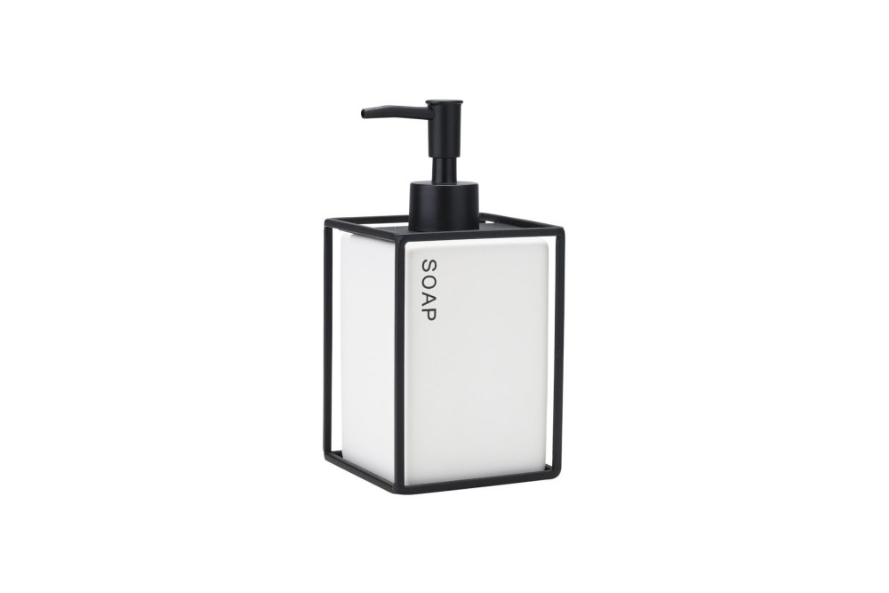 ESTIA ΑΝΤΛΙΑ ΣΑΠΟΥΝΙΟΥ CAGE 450ML ΚΕΡΑΜΙΚΗ ΛΕΥΚΗ ΜΕ ΜΕΤΑΛΛΙΚΟ ΠΛΑΙΣΙΟ