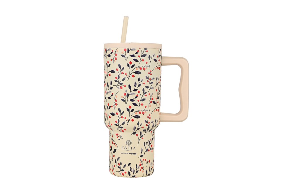 ESTIA ΘΕΡΜΟΣ STRAW TUMBLER XL SAVE THE AEGEAN 900ml BLOOM BEIGE