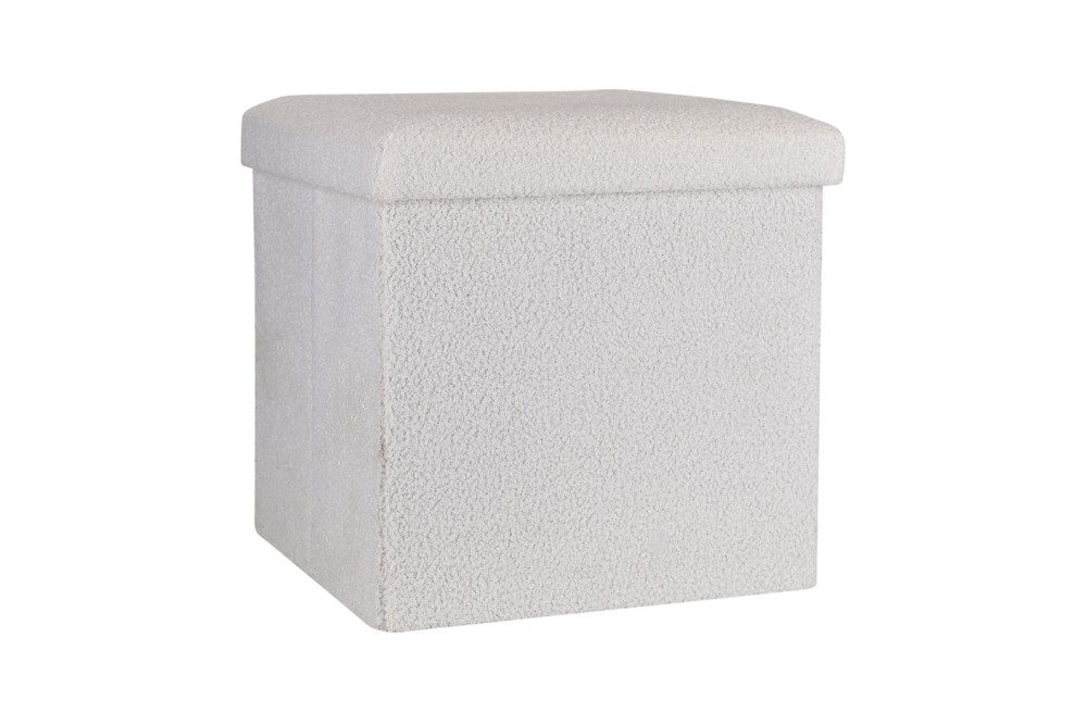 ESTIA ΣΚΑΜΠΟ CUBE TEDDY ΜΕ ΑΠΟΘΗΚΕΥΤΙΚΟ ΧΩΡΟ 38Χ38cm ΛΕΥΚΟ