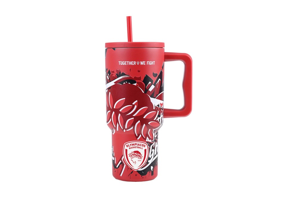 ESTIA ΘΕΡΜΟΣ STRAW TUMBLER XL OLYMPIACOS BC EDITION TOGETHER WE FIGHT 900ml