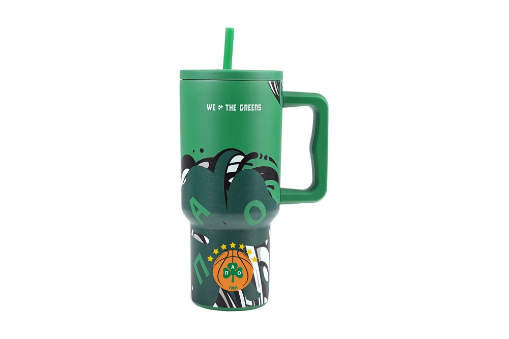ESTIA ΘΕΡΜΟΣ STRAW TUMBLER XL PANATHINAIKOS BC EDITION WE THE GREENS 900ml
