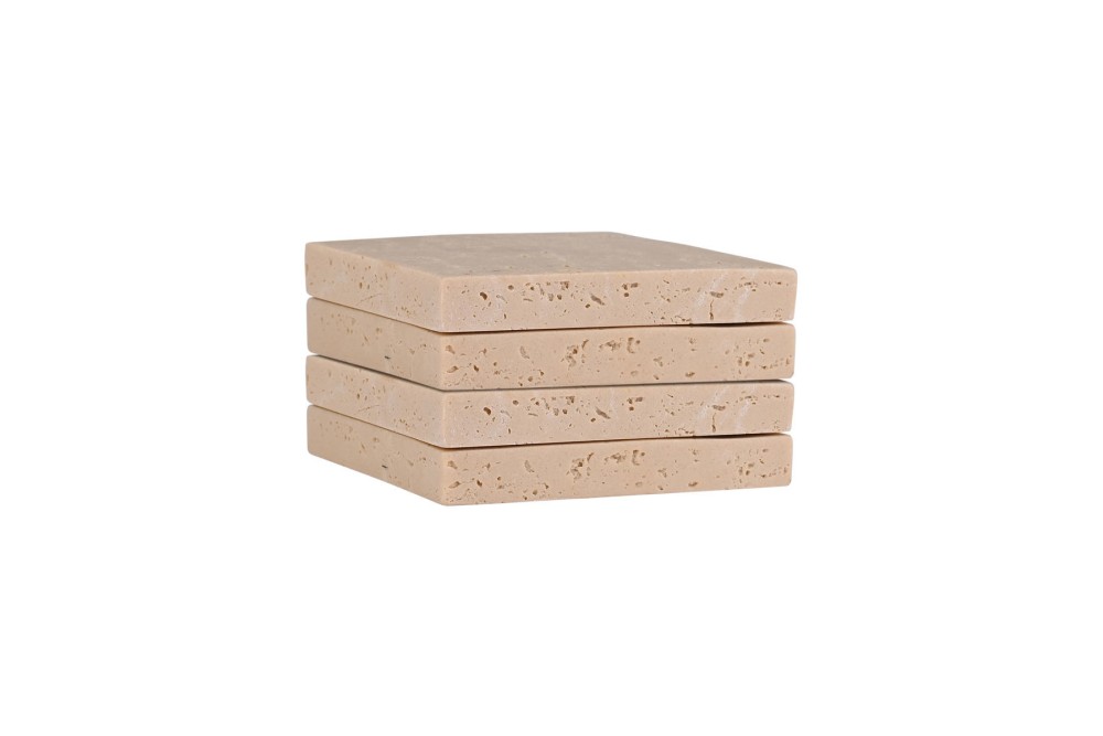 ESTIA ΣΟΥΒΕΡ ΜΕ ΟΨΗ TRAVERTINE 10x10cm ΣΕΤ 4ΤΕΜ.