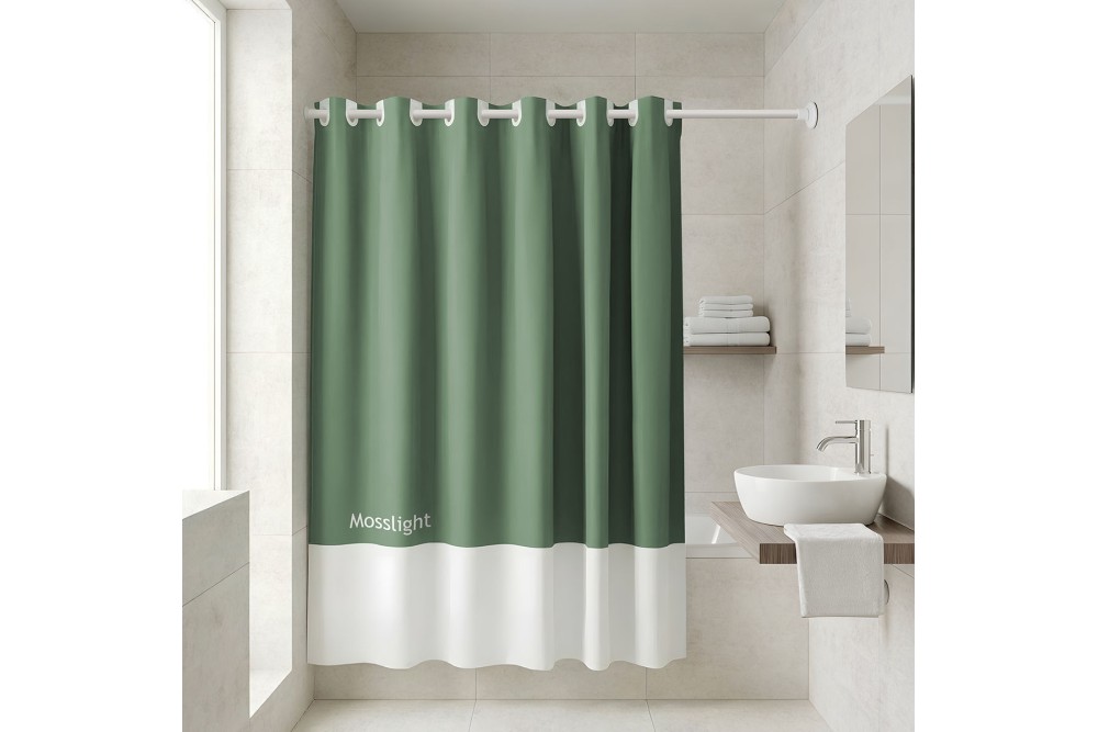 ESTIA ΚΟΥΡΤΙΝΑ ΜΠΑΝΙΟΥ ΑΔΙΑΒΡΟΧΗ ΠΟΛΥΕΣΤΕΡΙΚΗ TONE LAB 180x194cm MOSSLIGHT