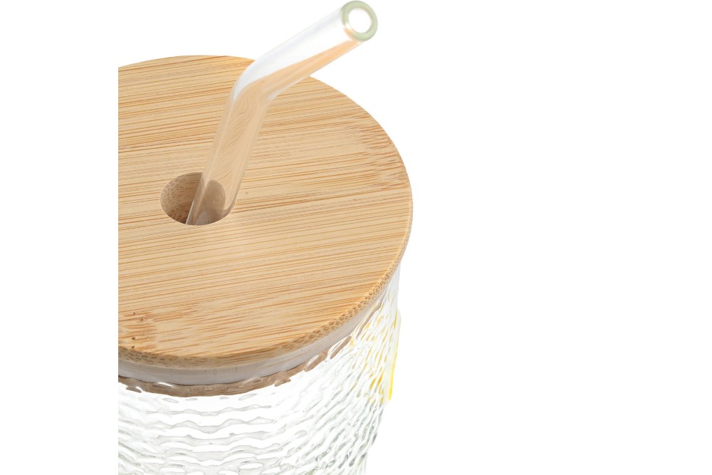 ESTIA ΠΟΤΗΡΙ ΝΕΡΟΥ ΓΥΑΛΙΝΟ ΜΕ BAMBOO ΚΑΠΑΚΙ & ΚΑΛΑΜΑΚΙ ΛΕΜΟΝΙ 420ml