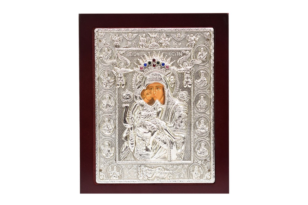 Εικόνα Παναγιά Άξιον Εστί με ξύλο επιμεταλλωμένη 22x27cm