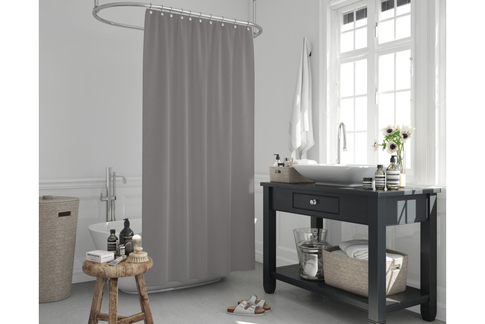 ΚΟΥΡΤΙΝΑ ΜΠΑΝΙΟΥ GREY 100% POLYESTER 180x200cm. ΚΟΥΡΤΙΝΑ ΜΠΑΝΙΟΥ GREY 100% POLYESTER 180x200cm.