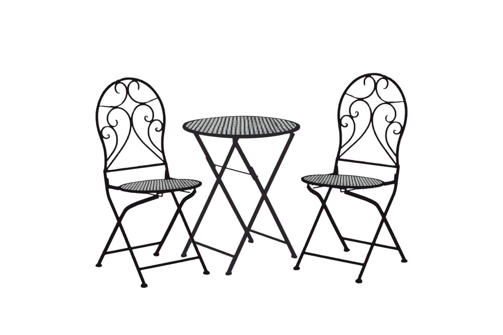 Σετ Τραπεζαρίας Κήπου 3 τεμαχίων Μεταλλικό Ανακλινόμενο Bistro Black