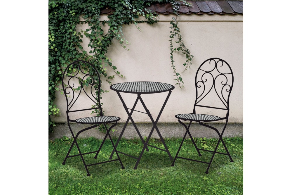 Σετ Τραπεζαρίας Κήπου 3 τεμαχίων Μεταλλικό Ανακλινόμενο Bistro Black Σετ Τραπεζαρίας Κήπου 3 τεμαχίων Μεταλλικό Ανακλινόμενο Bistro Black