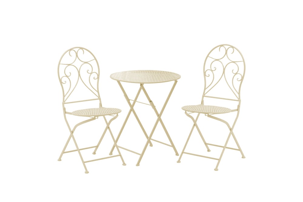 Σετ Τραπεζαρίας Κήπου 3 τεμαχίων Μεταλλικό Ανακλινόμενο Bistro Ivory