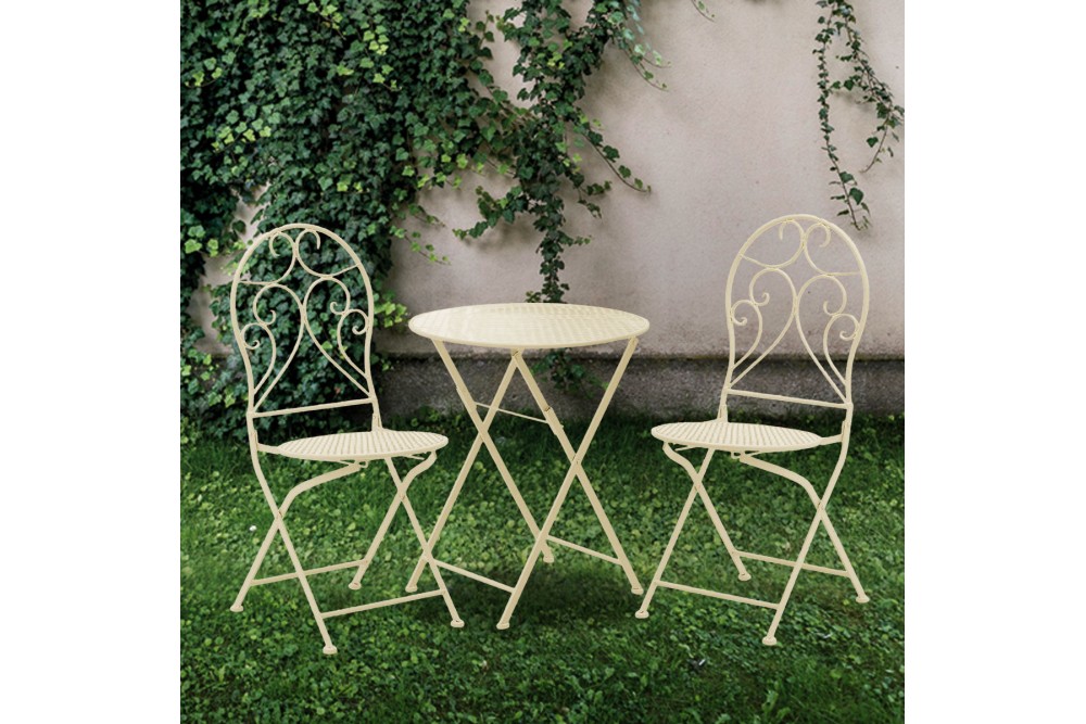 Σετ Τραπεζαρίας Κήπου 3 τεμαχίων Μεταλλικό Ανακλινόμενο Bistro Ivory Σετ Τραπεζαρίας Κήπου 3 τεμαχίων Μεταλλικό Ανακλινόμενο Bistro Ivory