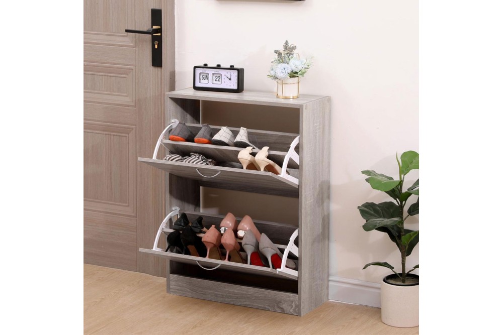 Παπουτσοθήκη Ξύλινη Ανακλινόμενη 60x25x80cm Grey