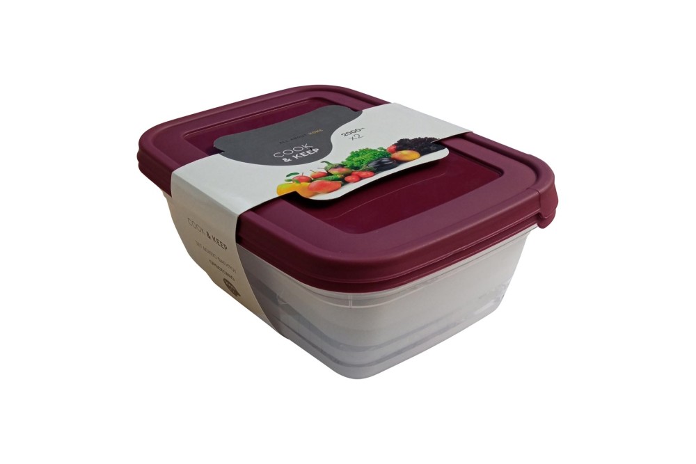 Φαγητοδοχείο Cook Ορθογώνιο 2000ml σετ 2 τεμαχίων 
