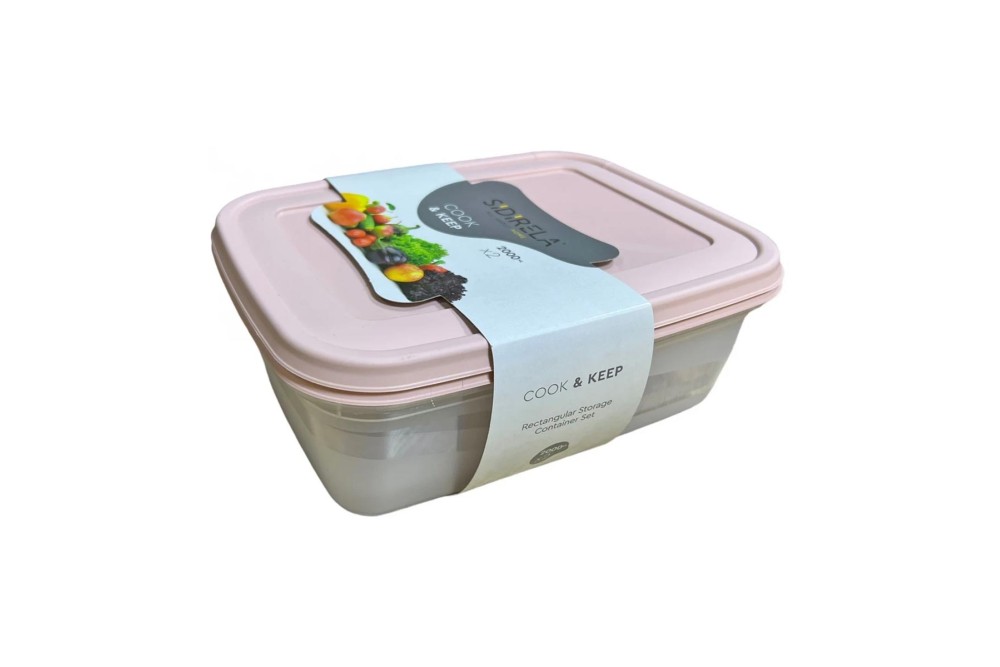 Φαγητοδοχείο Cook Ορθογώνιο 2000ml σετ 2 τεμαχίων 