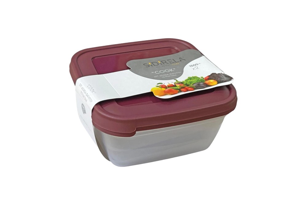 Φαγητοδοχείο Cook Τετράγωνο 1500ml σετ 2 τεμαχίων 