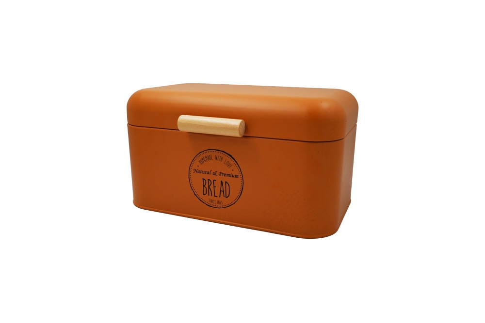 Αρτοθήκη Cozy Μεταλλική με λαβή Bamboo Terracotta