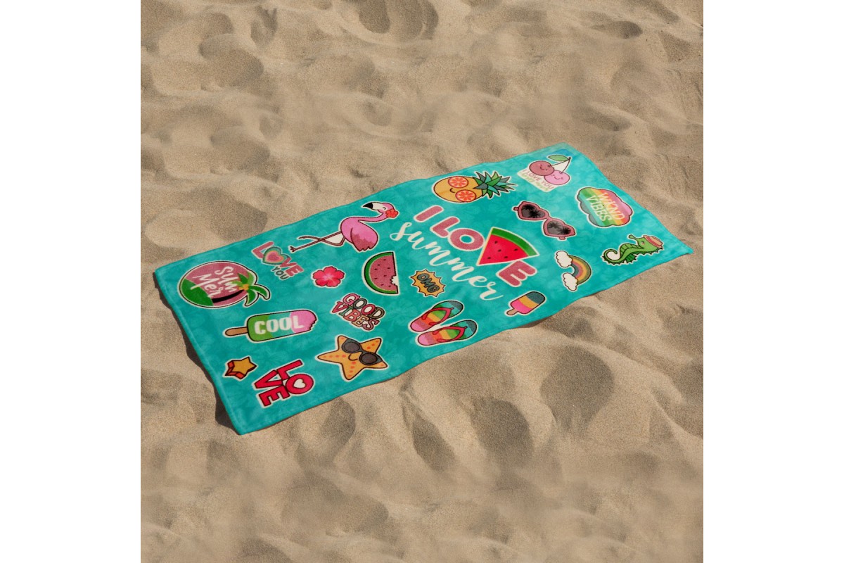 Πετσέτα θαλάσσης Suede I Love Summer Microfiber 80x160cm.