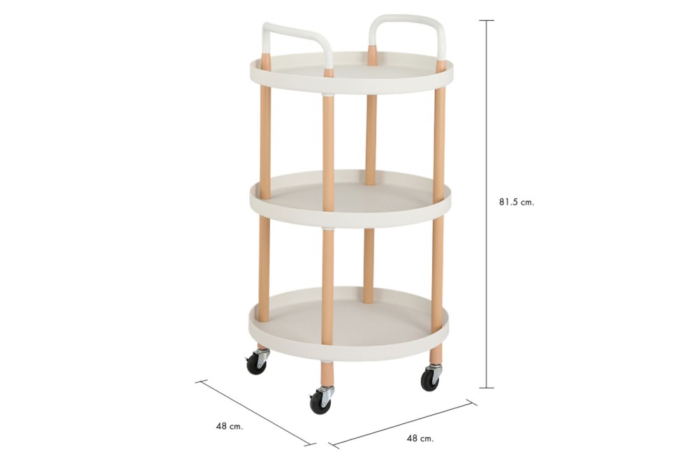 Τρόλεϊ Bar στρογγυλό 3 ράφια 48x48x82cm.
