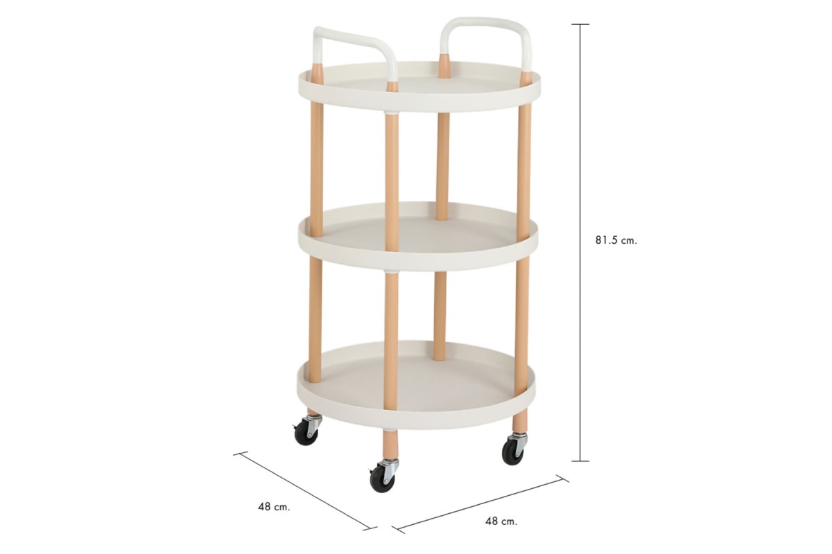 Τρόλεϊ Bar στρογγυλό 3 ράφια 48x48x82cm.