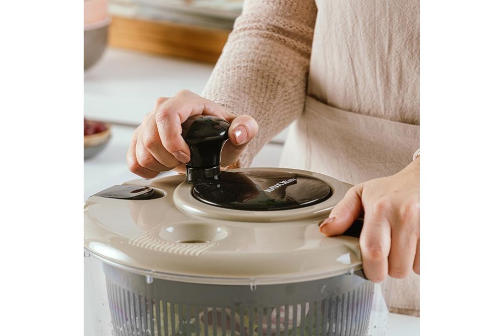 Στραγγιστήρι λαχανικών "Misty" με κλιπ ασφαλείας και περιστρεφόμενο δοχείο αποστράγγισης 24.5cm