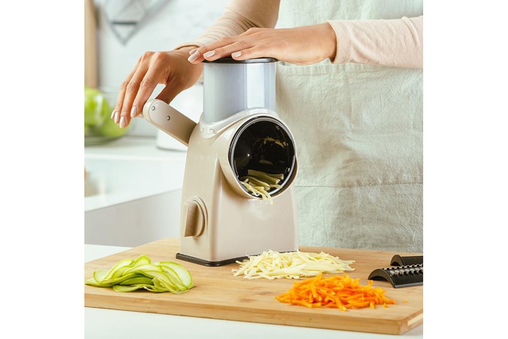 Χειροκίνητος περιστροφικός τρίφτης τυριών, λαχανικών και ξηρών καρπών "Misty" με 6 ανταλλακτικά 25cm Χειροκίνητος περιστροφικός τρίφτης τυριών, λαχανικών και ξηρών καρπών "Misty" με 6 ανταλλακτικά 25cm