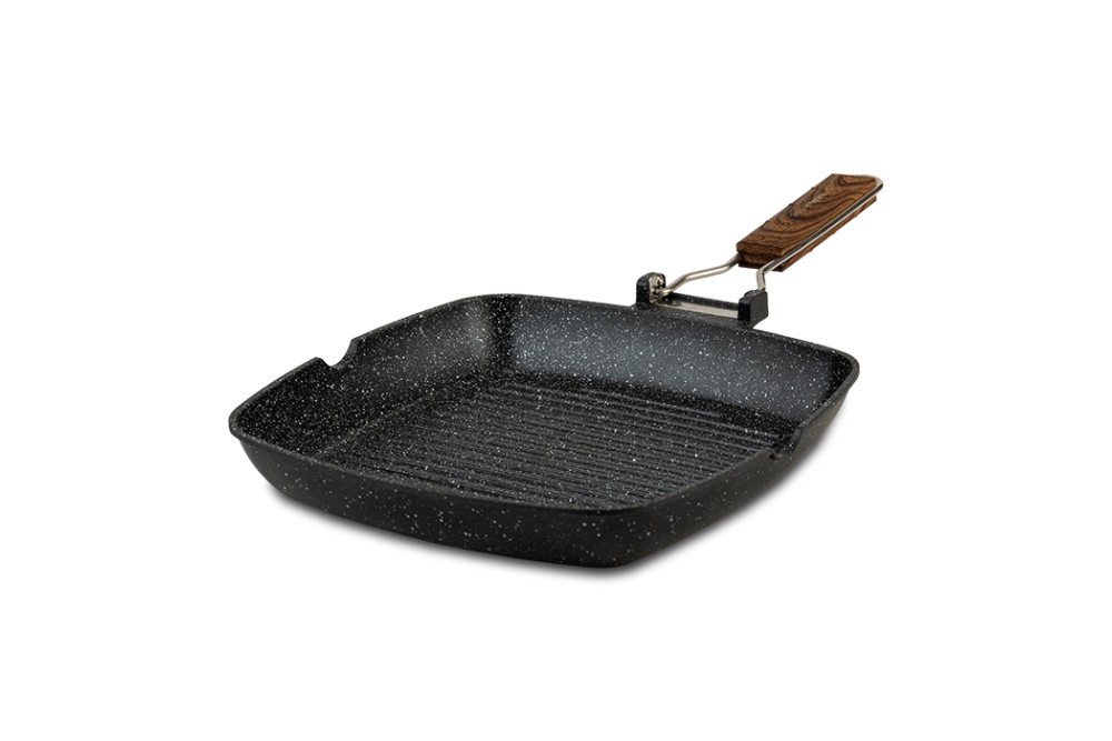 Γκριλιέρα - σχαροτήγανο "Nature" με πτυσσόμενο χερούλι και αντικολλητική επίστρωση stone 28cm