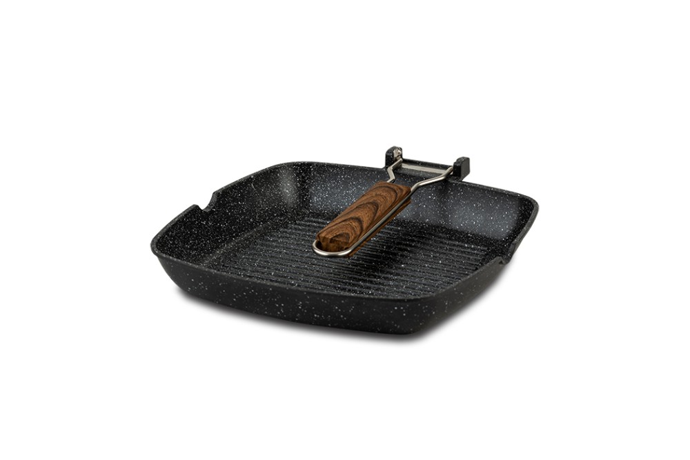 Γκριλιέρα - σχαροτήγανο "Nature" με πτυσσόμενο χερούλι και αντικολλητική επίστρωση stone 28cm