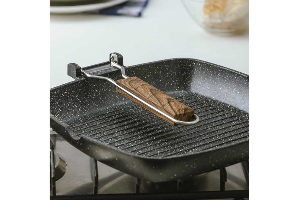 Γκριλιέρα - σχαροτήγανο "Nature" με πτυσσόμενο χερούλι και αντικολλητική επίστρωση stone 28cm