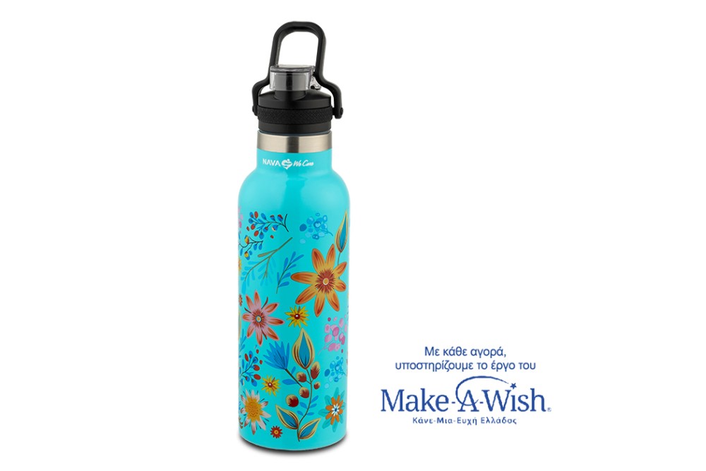 Θερμός μπουκάλι ανοξείδωτο "We Care", τιρκουάζ 500ml