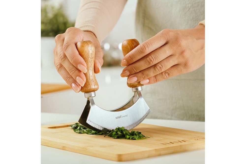 Aνοξείδωτος ατσάλινος κόπτης μυρωδικών "Terrestrial" με διπλή λεπίδα 13.5cm