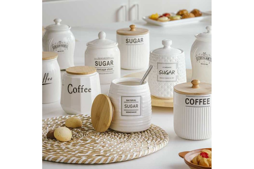 Δοχεία αποθήκευσης καφέ-ζάχαρη από πορσελάνη "Terrestrial" 650ml