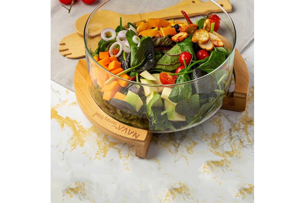 Σαλατιέρα με ξύλινη βάση "Terrestrial" 24cm Σαλατιέρα με ξύλινη βάση "Terrestrial" 24cm