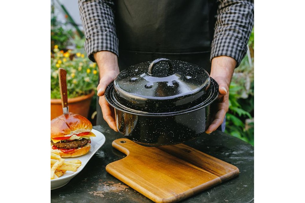 Σκεύος σερβιρίσματος και διατήρησης ψητών "BBQ Guru" με εμαγιέ επίστρωση 26cm