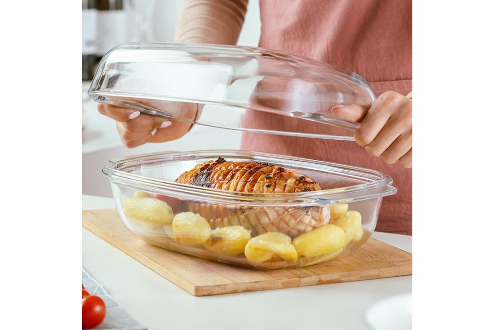 Σκεύος πυρίμαχο γυάλινο οβάλ με καπάκι "Arizona" 5.7L Σκεύος πυρίμαχο γυάλινο οβάλ με καπάκι "Arizona" 5.7L