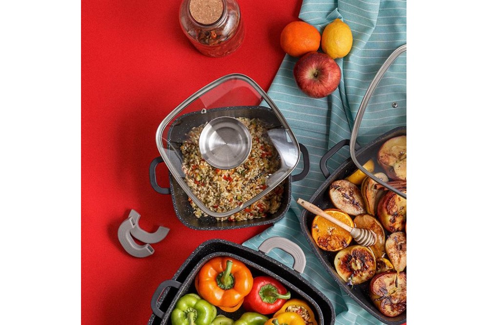 Τετράγωνη κατσαρόλα-γάστρα "Funtzio" με αντικολλητική επίστρωση stone 20cm Τετράγωνη κατσαρόλα-γάστρα "Funtzio" με αντικολλητική επίστρωση stone 20cm