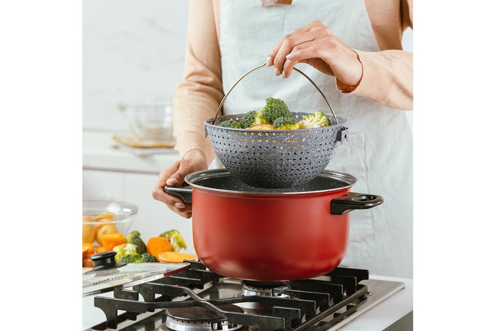 Κατσαρόλα - ατμομάγειρας "Taurus" με αντικολλητική επίστρωση stone 22cm Κατσαρόλα - ατμομάγειρας "Taurus" με αντικολλητική επίστρωση stone 22cm