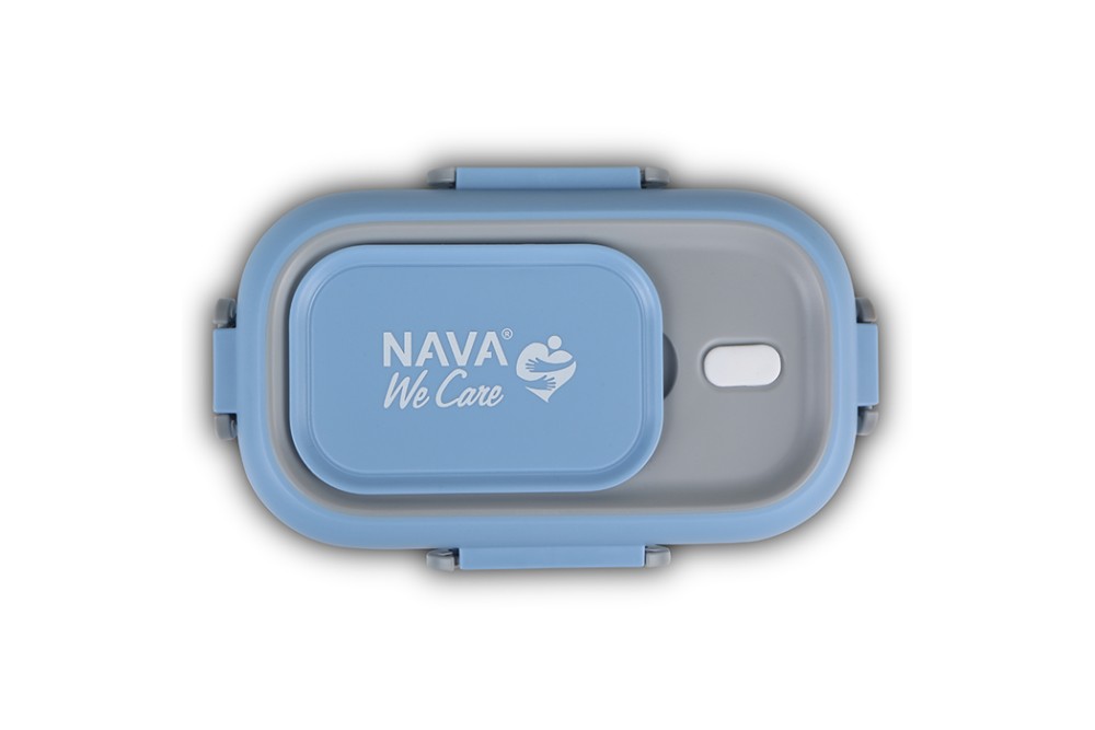 Δοχείο φαγητού ανοξείδωτο ορθογώνιο "We Care", μπλε 800ml