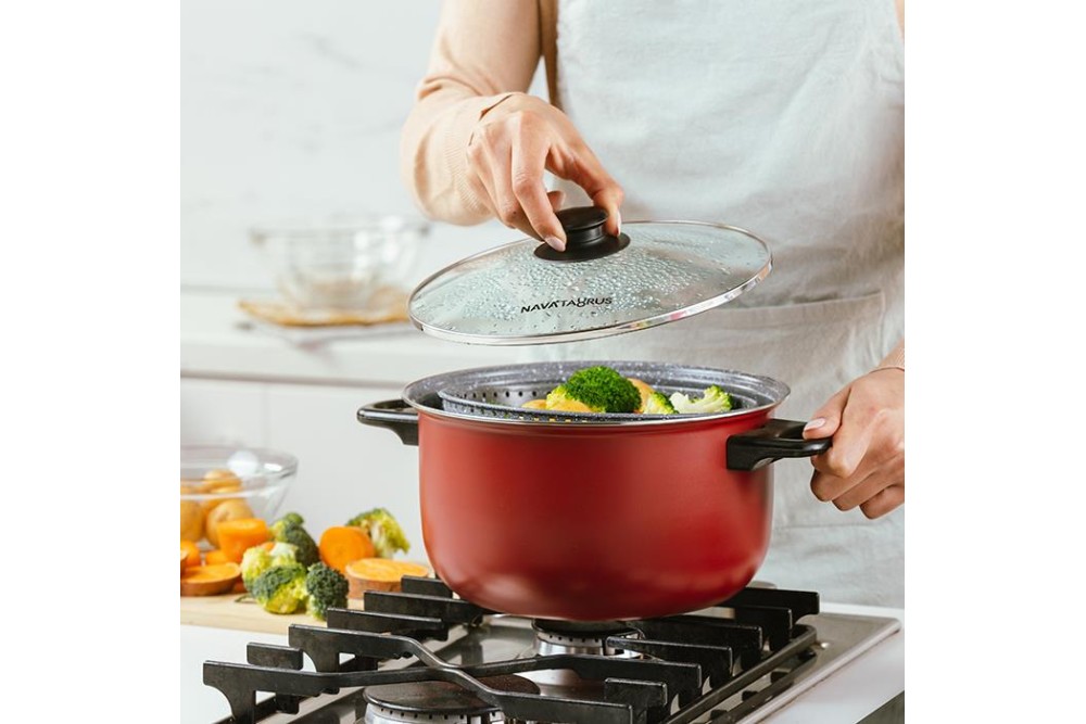 Κατσαρόλα - ατμομάγειρας "Taurus" με αντικολλητική επίστρωση stone 22cm Κατσαρόλα - ατμομάγειρας "Taurus" με αντικολλητική επίστρωση stone 22cm