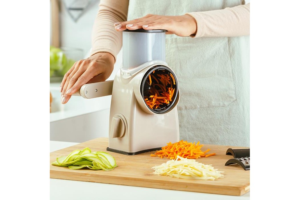 Χειροκίνητος περιστροφικός τρίφτης τυριών, λαχανικών και ξηρών καρπών "Misty" με 6 ανταλλακτικά 25cm Χειροκίνητος περιστροφικός τρίφτης τυριών, λαχανικών και ξηρών καρπών "Misty" με 6 ανταλλακτικά 25cm