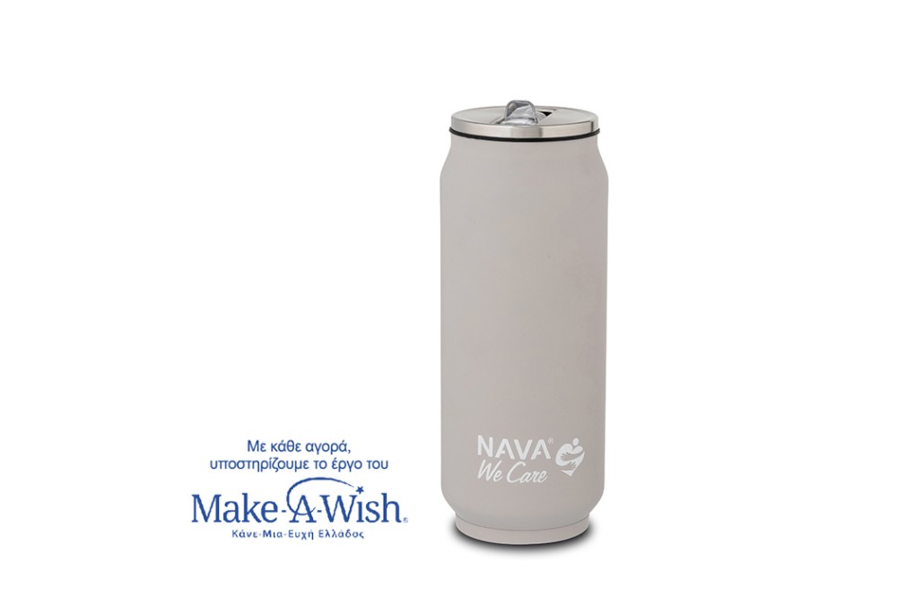 Θερμός ποτήρι με καλαμάκι από σιλικόνη "We Care" γκρι 500ml