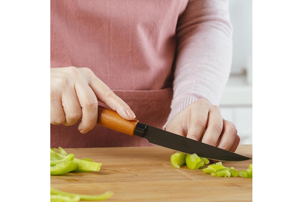 Ατσάλινο μαχαίρι λαχανικών "Nature" με ξύλινη λαβή και αντικολλητική επίστρωση 22.5cm Ατσάλινο μαχαίρι λαχανικών "Nature" με ξύλινη λαβή και αντικολλητική επίστρωση 22.5cm