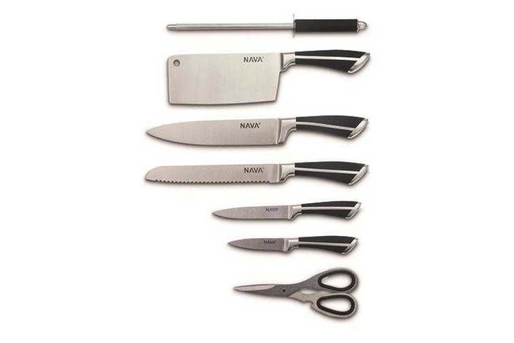 Ατσάλινα μαχαίρια ανοξείδωτα σε ακρυλική βάση σετ 8 τεμαχίων