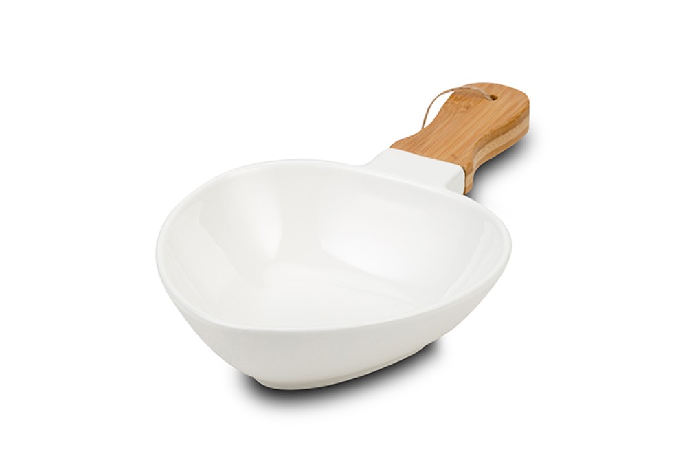 Σαλατιέρα "Terrestrial" πορσελάνινη με χερούλι από ξύλο bamboo 38cm Σαλατιέρα "Terrestrial" πορσελάνινη με χερούλι από ξύλο bamboo 38cm