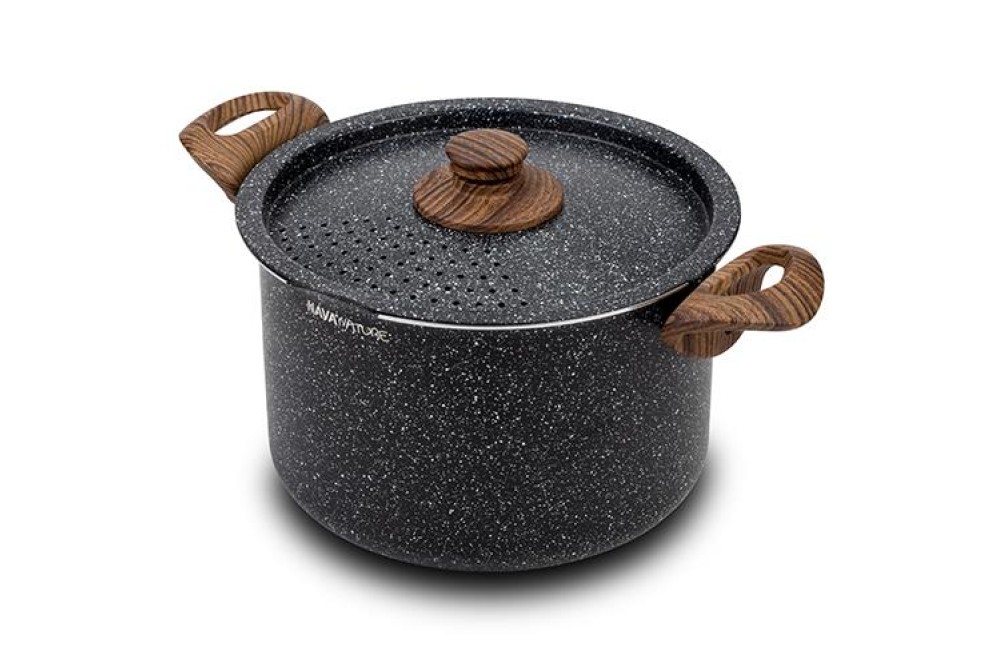 Κατσαρόλα με καπάκι-σουρωτήρι "Nature" και αντικολλητική επίστρωση stone 22cm Κατσαρόλα με καπάκι-σουρωτήρι "Nature" και αντικολλητική επίστρωση stone 22cm