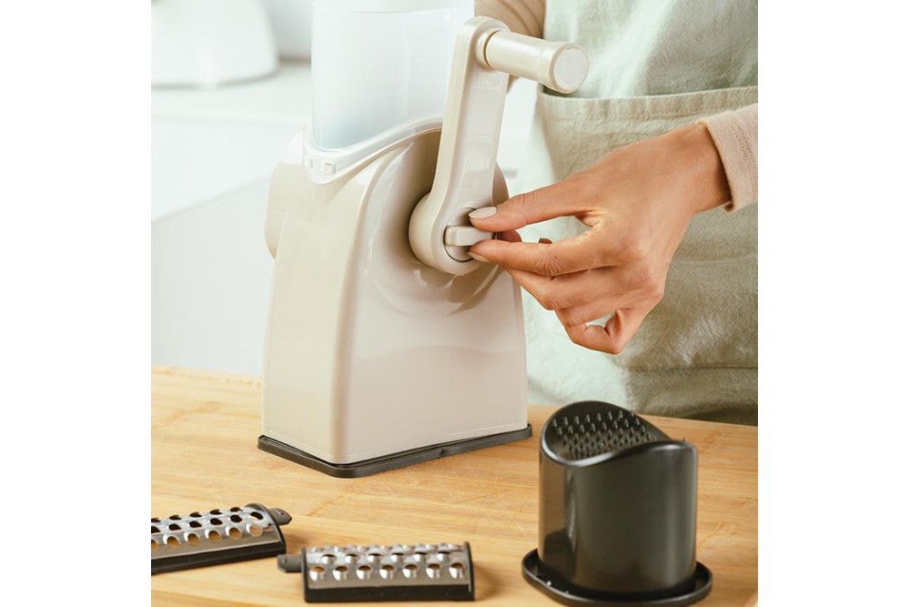 Χειροκίνητος περιστροφικός τρίφτης τυριών, λαχανικών και ξηρών καρπών "Misty" με 6 ανταλλακτικά 25cm Χειροκίνητος περιστροφικός τρίφτης τυριών, λαχανικών και ξηρών καρπών "Misty" με 6 ανταλλακτικά 25cm