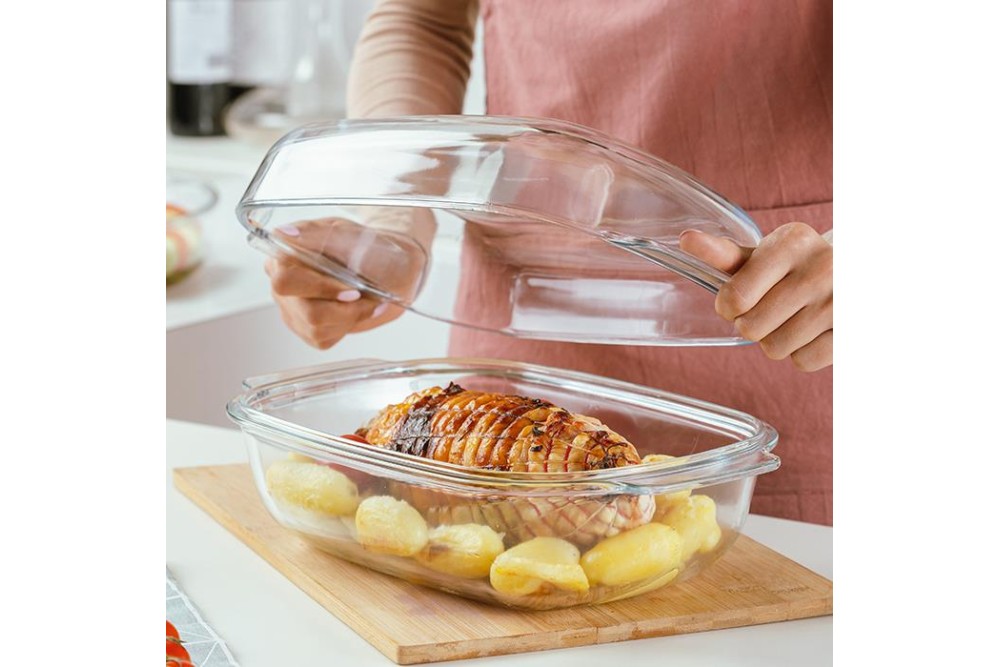 Σκεύος πυρίμαχο γυάλινο οβάλ με καπάκι "Arizona" 5.7L Σκεύος πυρίμαχο γυάλινο οβάλ με καπάκι "Arizona" 5.7L